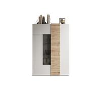 Vetrina Mobile Soggiorno Alto 2 Ante Senza Luci Venus 121x44x169 cm Bianco Lucido E Cadiz