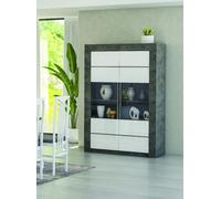 VETRINA MOD. CAPRI CM 120X46 H. 170 ACCIAIO OSSIDO E BIANCO LUCIDO