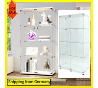 Vetrina moderna a LED Comanlai, vetrina in vetro a 4 ripiani con luci a LED e porta con serratura, 80,5x36,5x164 cm Radura