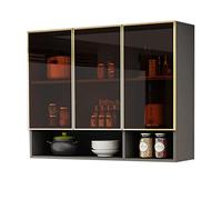 Vetrina moderna da parete in vetro temperato per cucina, garage o lavanderia, design galleggiante con finitura elegante (90 x 30 x 80 cm)
