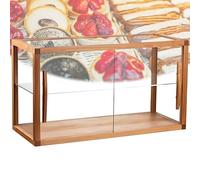 Vetrina per dolci, portapane da banco per cucina, vetrina in vetro trasparente a doppio strato, adatta per biscotti, dessert, tazze da tè, ecc.(A,Double-Layer)