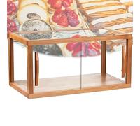 Vetrina per dolci, portapane da banco per cucina, vetrina in vetro trasparente a doppio strato, adatta per biscotti, dessert, tazze da tè, ecc.(A,Single-Layer)