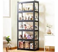 Vetrina per Giocattoli Vetrina Trasparente | Porte A Ribalta in Acrilico, Vetrina in bambù Tsparent per La Collezione Figures & Curio | da Pavimento, Design Moderno |, 90×140cm/35.4×55in