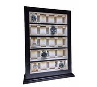 Vetrina per orologi da tavolo per 20 orologi nero con luce LED n. 13