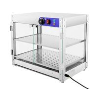 Vetrina per scaldavivande, display per scaldavivande commerciali con illuminazione a LED, potenza 800 W, 2 piani, 50 x 30 cm per piano, ideale per ristoranti e panetterie,