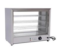 Vetrina riscaldante, 4 ripiani, scalda cibo in acciaio inox, 30 - 85 °C, 220 V, per panetterie, mense, negozi di convenienza