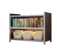 Vetrina Soggiorno Moderna con i Piedi Sollevati Libreria Antipolvere In Acciaio per Uso Domestico con Design a Patta Vetrinetta Espositiva per Legos, Figurine, Modellino(Black,70x35x80cm)