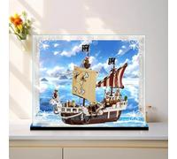 Vetrina trasparente in acrilico per modello Lego 75639 nave pirata, scatola trasparente, scatola portaoggetti, scatola antipolvere (modello non incluso) (base nera 3 mm)