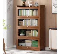 Vetrina trasparente, scatola curio in vetro con porta apribile, vetrina antipolvere, struttura in bambù naturale, facile da pulire, protezione antipolvere sigillata per oggetti da collezione