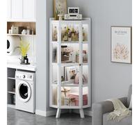 Vetrina vetrina con ante grande libreria e armadietto per oggetti Curio bianco