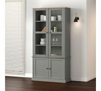 Vetrina VIGO 85x35x170 cm in Legno Massello di Pino Grigio Libreria Verticale A Colonna Da Terra Libreria Bassa Porta Libri Libreria Da Parete Sospesa per Soggiorno Ufficio Studio Camera Da Letto