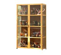 Vetrine in acrilico for riporre oggetti da collezione con ante, design a doppia anta, trasparenti su tre lati, elevata capacità di carico, adatte a vari ambienti domestici(Woodcolor,82x33x130cm)