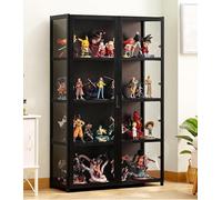 Vetrine in legno, Vetrine per oggetti da collezione con ripiani a 4/5 livelli, Espositore in legno per CD e DVD, Mobiletto per libri, borse, trofei, peluche(Black,H130xL82xW33cm(4F))