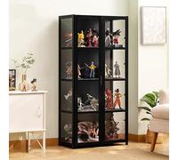 Vetrine in legno, Vetrine per oggetti da collezione con ripiani a 4/5 livelli, Espositore in legno per CD e DVD, Mobiletto per libri, borse, trofei, peluche(Black,H130xL62xW33cm(4F))
