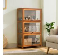 Vetrine per oggetti da collezione, librerie, vetrine in vetro, curiosità, armadietti portaoggetti, giocattoli, espositori legno CD e DVD soggiorno, casa, camera letto(Brown,60x32x106cm)