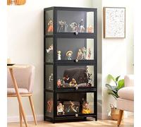 Vetrine per oggetti da collezione, librerie, vetrine in vetro, curiosità, armadietti portaoggetti, giocattoli, espositori legno CD e DVD soggiorno, casa, camera letto(Black,70x32x140cm)