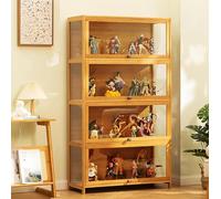 Vetrine per oggetti da collezione, librerie, vetrine in vetro, curiosità, armadietti portaoggetti, giocattoli, espositori legno CD e DVD soggiorno, casa, camera letto(Wood Color,80x32x140cm)