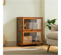Vetrine per oggetti da collezione, librerie, vetrine in vetro, curiosità, armadietti portaoggetti, giocattoli, espositori legno CD e DVD soggiorno, casa, camera letto(Brown,60x32x73cm)