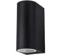 Vetrineinrete® Applique a parete doppia emissione luminosa per esterno balcone terrazzo ip65 lampada UP & DOWN rotonda portalampada per faretti gu10 camera da letto(Nero)