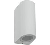 Vetrineinrete® Applique a parete doppia emissione luminosa per esterno balcone terrazzo ip65 lampada UP & DOWN rotonda portalampada per faretti gu10 camera da letto (Bianco)