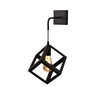 Vetrineinrete® Applique da parete pendente a forma di cubo 3D stile minimal con portalampada E27 (Nero)