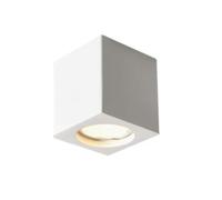 Vetrineinrete® Applique da soffitto in gesso verniciabile a forma di cilindro o cubo cona attacco per faretto Gu10 9x7 cm (Cubo)