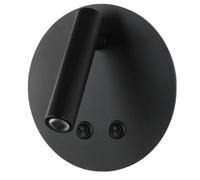 Vetrineinrete® Applique orientabile da parete comodino doppia fonte luminosa 8 watt lampada da letto moderna luce calda 3000k (Nero)