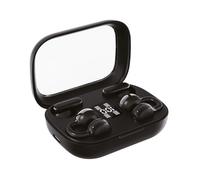 Vetrineinrete® Auricolare Bluetooth 2 in 1 doppia cuffia in-ear e con aggancio esterno cover con display ricaricabile (Nero)