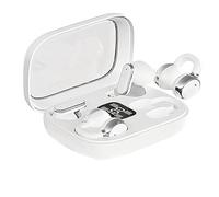 Vetrineinrete® Auricolare Bluetooth 2 in 1 doppia cuffia in-ear e con aggancio esterno cover con display ricaricabile (Bianco)