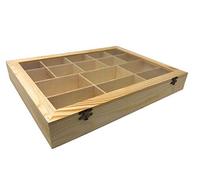 Vetrineinrete® Bacheca in Legno 16 posti con Porta Trasparente espositore vetrinetta per minuterie da Collezione Porta Gioielli per decoupage 40x30x6 cm P23