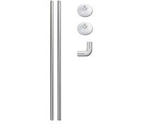 Vetrineinrete® Bastone per Tenda Doccia Universale Regolabile angolare con aste 80 cm Argento Asta per Tende P17