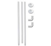 Vetrineinrete® Bastone per Tenda Doccia Universale Regolabile lineare e angolare con aste 80 cm Bianco e Argento arredo Bagno (Bianco) B41