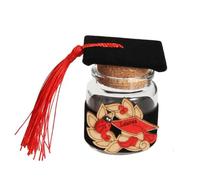 Vetrineinrete® Bomboniera portaconfetti per Laurea 12 barattoli in Vetro Tappo in Sughero Cappello Tocco con Nappa (Nero)