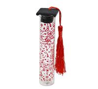 Vetrineinrete® Bomboniere Laurea Portaconfetti 36 Pezzi Cappello Laurea Dottore Vetro Tappo di Sughero Nappa Tocco Rosso Nero Laureati 302004 (Nero)