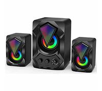 Vetrineinrete® Casse altoparlanti audio speaker con luci rgb subwoofer 5 + 3 watt per pc notebook smartphone usb 2.0 aux jack 3.5 mm