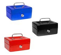 Vetrineinrete® Cassetta portavalori cassaforte di sicurezza in metallo con scomparto e divisori portamonete doppia chiave 30X24X9 CM P37