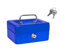 Vetrineinrete® Cassetta portavalori cassaforte di sicurezza in metallo con scomparto e divisori portamonete doppia chiave (15 x 12 x 8 cm) M45