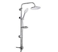 Vetrineinrete® Colonna Doccia da bagno Saliscendi con soffione fisso tondo doccetta telefono multigetto asta 98 cm con Portasapone Sistema Anticalcare Box Doccia 69128 A43