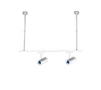 Vetrineinrete® Coppia di staffe a soffitto telescopiche illuminazione su binario elettrico supporto lampade faretti a sospensione fino a 1 metro (Bianco) D51