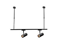 Vetrineinrete® Coppia di staffe a soffitto telescopiche illuminazione su binario elettrico supporto lampade faretti a sospensione fino a 1 metro (Nero) B20