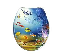 Vetrineinrete® Copriwater universale in legno MDF serigrafato tavoletta da bagno wc cerniere in acciaio stampa acquario D63