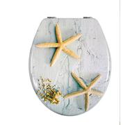 Vetrineinrete® Copriwater universale in legno MDF serigrafato tavoletta da bagno wc con stampa cerniere in acciaio inox resistente 52977 (Stelle Marine) G63