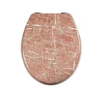 Vetrineinrete® Copriwater universale in legno MDF serigrafato tavoletta da bagno wc con stampa cerniere in acciaio inox resistente 52968 (Marmo rosa) P81