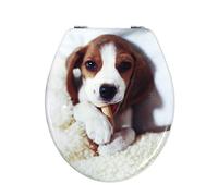 Vetrineinrete® Copriwater universale in legno MDF serigrafato tavoletta da bagno wc con stampa cerniere in acciaio inox resistente 52901 (Beagle) M40
