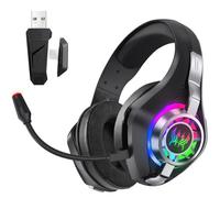 Vetrineinrete® Cuffia gaming led rgb 3 modalità di connessione Bluetooth wireless cablata con microfono cuffie per gioco smartphone Over Ear
