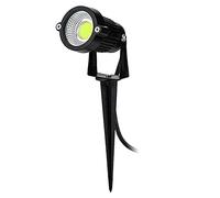 Vetrineinrete® Faretto led cob 5 watt per esterno proiettore da giardino con picchetto interrabile e staffa a parete luci da esterno luce bianca 6500 k calda 3000 k verde es06 B38 (Luce verde)