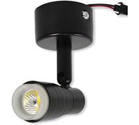 Vetrineinrete® Faretto proiettore led cob 3 watt con staffa orientabile applique da soffitto o parete scocca bianca o nera luce fredda 6500 k D54 (Nero)