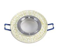 Vetrineinrete® Incasso per faretto tondo in vetro bianco con venature oro e argento, per faretti da 5 cm, fissaggio a molle, 9 cm di diametro, per sala studio moderna