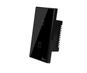 Vetrineinrete® Interruttore smart 2 canale controller da remoto wireless wifi placca touch domotica (Nero)