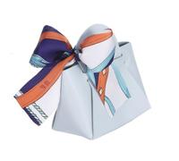 Vetrineinrete® Kit 6 bomboniere a forma di borsetta con foulard portaconfetti per eventi segnaposto sacchetto regalo (Celeste)